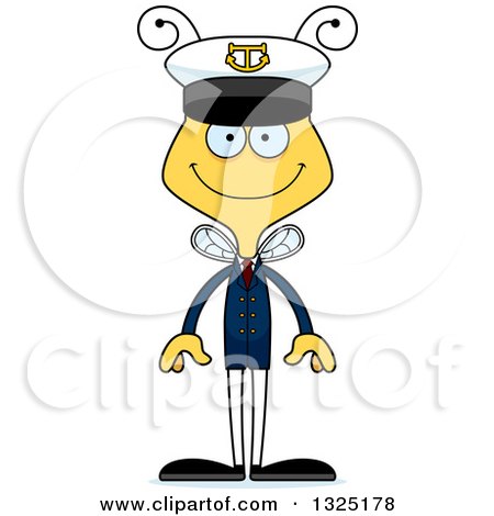 Clipart of a Cartoon Happy Bee Boat Captain - Royalty Free Vector Illustration by Cory Thoman