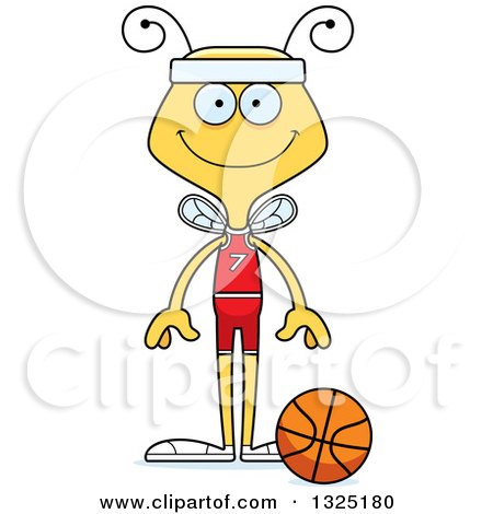 Clipart of a Cartoon Happy Bee Basketball Player - Royalty Free Vector Illustration by Cory Thoman