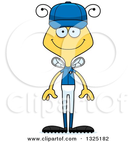 Clipart of a Cartoon Happy Bee Baseball Player - Royalty Free Vector Illustration by Cory Thoman