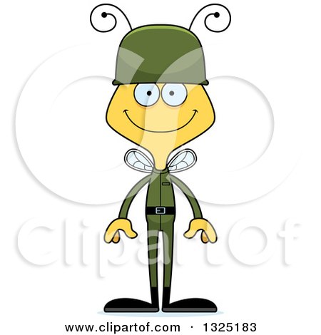Clipart of a Cartoon Happy Bee Soldier - Royalty Free Vector Illustration by Cory Thoman