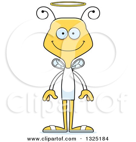 Clipart of a Cartoon Happy Bee Angel - Royalty Free Vector Illustration by Cory Thoman