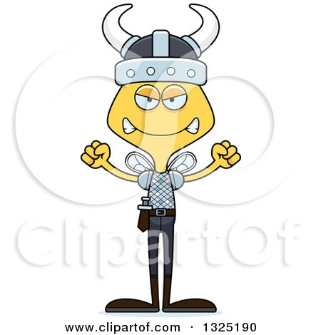 Clipart of a Cartoon Mad Bee Viking - Royalty Free Vector Illustration by Cory Thoman