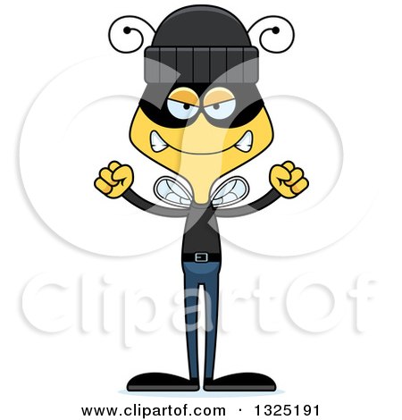 Clipart of a Cartoon Mad Bee Robber - Royalty Free Vector Illustration by Cory Thoman