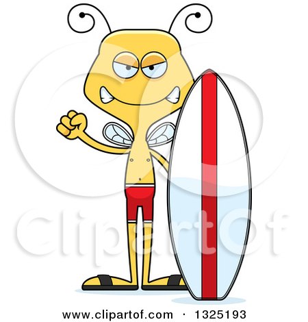 Clipart of a Cartoon Mad Bee Surfer - Royalty Free Vector Illustration by Cory Thoman