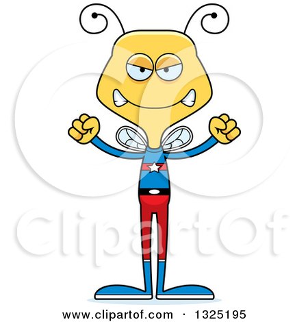 Clipart of a Cartoon Mad Bee Super Hero - Royalty Free Vector Illustration by Cory Thoman