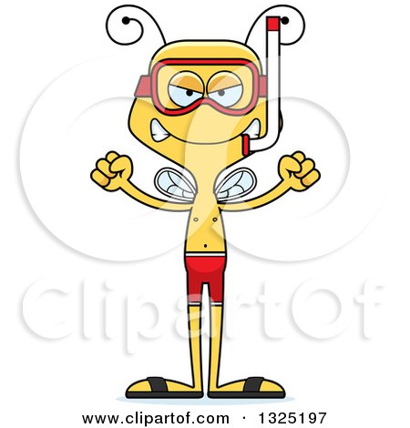 Clipart of a Cartoon Mad Bee in Snorkel Gear - Royalty Free Vector Illustration by Cory Thoman