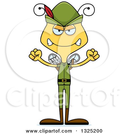 Clipart of a Cartoon Mad Bee Robin Hood - Royalty Free Vector Illustration by Cory Thoman