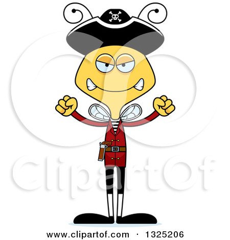Clipart of a Cartoon Mad Bee Pirate - Royalty Free Vector Illustration by Cory Thoman