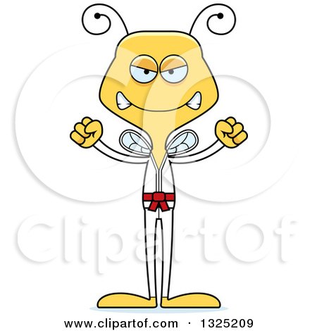 Clipart of a Cartoon Mad Karate Bee - Royalty Free Vector Illustration by Cory Thoman