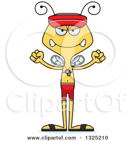 Clipart of a Cartoon Mad Bee Lifeguard - Royalty Free Vector Illustration by Cory Thoman