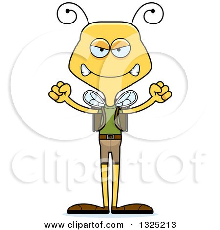 Clipart of a Cartoon Mad Bee Hiker - Royalty Free Vector Illustration by Cory Thoman