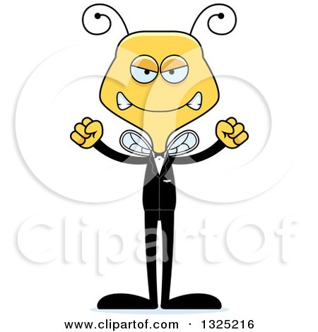 Clipart of a Cartoon Mad Bee Wedding Groom - Royalty Free Vector Illustration by Cory Thoman