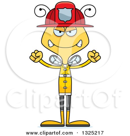 Clipart of a Cartoon Mad Bee Firefighter - Royalty Free Vector Illustration by Cory Thoman