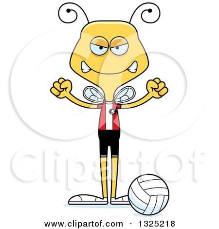 Clipart of a Cartoon Mad Bee Volleyball Player - Royalty Free Vector Illustration by Cory Thoman