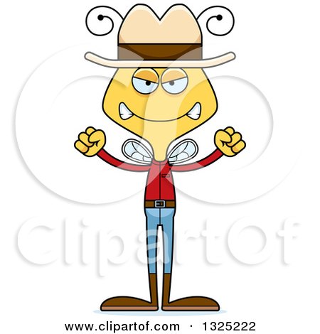 Clipart of a Cartoon Mad Bee Cowboy - Royalty Free Vector Illustration by Cory Thoman