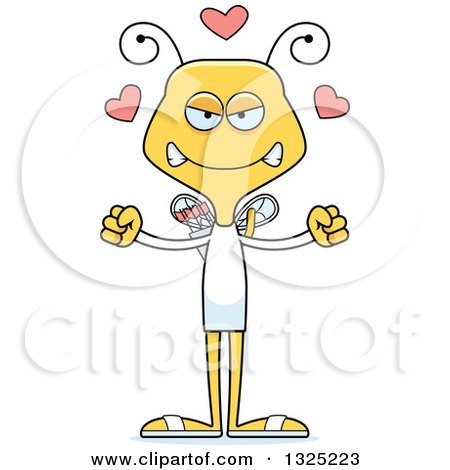 Clipart of a Cartoon Mad Valentines Day Cupid Bee - Royalty Free Vector Illustration by Cory Thoman