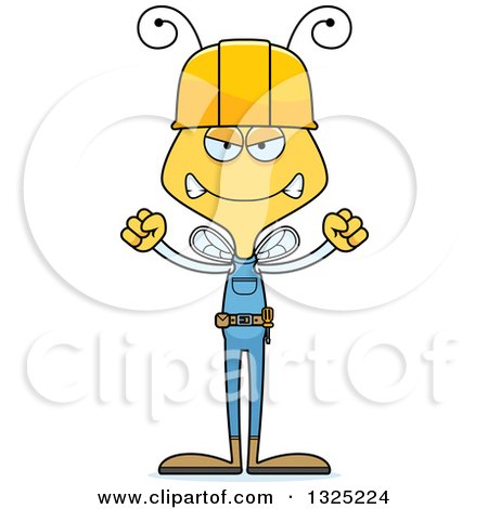 Clipart of a Cartoon Mad Bee Construction Worker - Royalty Free Vector Illustration by Cory Thoman