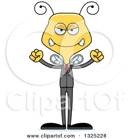 Clipart of a Cartoon Mad Business Bee - Royalty Free Vector Illustration by Cory Thoman