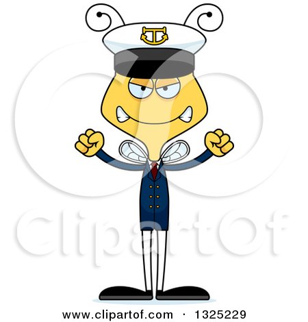 Clipart of a Cartoon Mad Bee Boat Captain - Royalty Free Vector Illustration by Cory Thoman