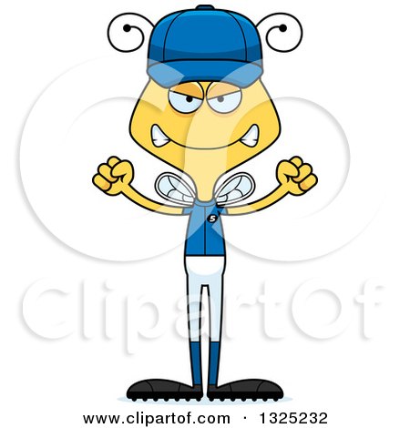 Clipart of a Cartoon Mad Bee Baseball Player - Royalty Free Vector Illustration by Cory Thoman