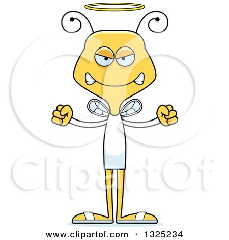 Clipart of a Cartoon Mad Bee Angel - Royalty Free Vector Illustration by Cory Thoman