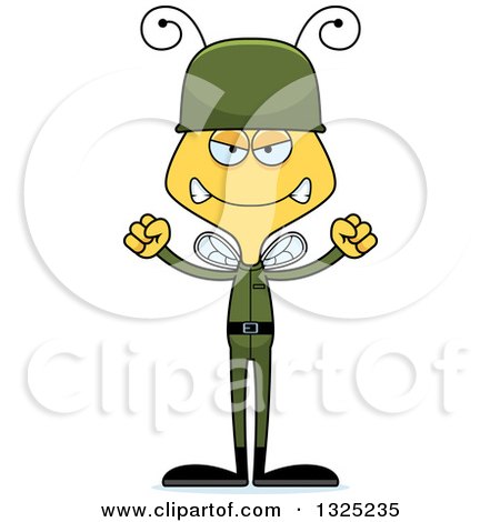 Clipart of a Cartoon Mad Bee Soldier - Royalty Free Vector Illustration by Cory Thoman