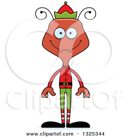 Clipart of a Cartoon Happy Ant Christmas Elf - Royalty Free Vector Illustration by Cory Thoman