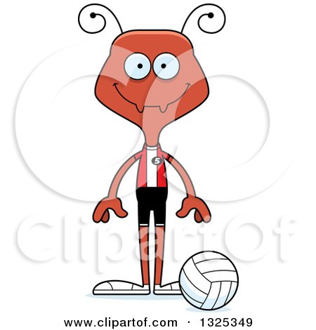 Clipart of a Cartoon Happy Ant Volleyball Player - Royalty Free Vector Illustration by Cory Thoman