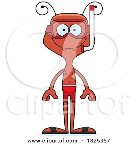 Clipart of a Cartoon Happy Ant in Snorkel Gear - Royalty Free Vector Illustration by Cory Thoman