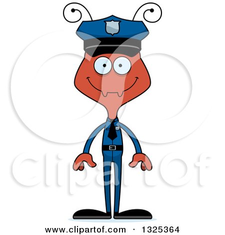 Clipart of a Cartoon Happy Ant Police Officer - Royalty Free Vector Illustration by Cory Thoman