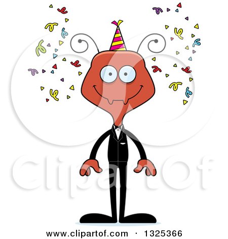 Clipart of a Cartoon Happy New Year Party Ant - Royalty Free Vector Illustration by Cory Thoman