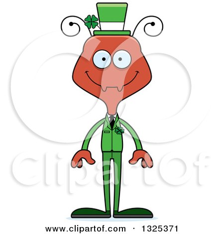 Clipart of a Cartoon Happy Irish St Patricks Day Ant - Royalty Free Vector Illustration by Cory Thoman