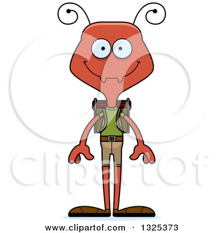 Clipart of a Cartoon Happy Ant Hiker - Royalty Free Vector Illustration by Cory Thoman