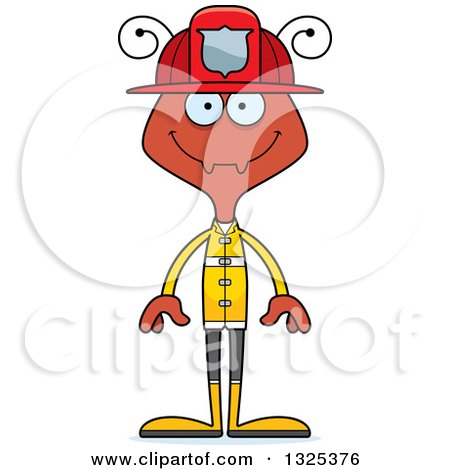 Clipart of a Cartoon Happy Ant Firefighter - Royalty Free Vector Illustration by Cory Thoman