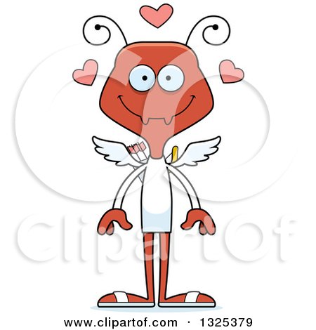 Clipart of a Cartoon Happy St Valentines Day Cupid Ant - Royalty Free Vector Illustration by Cory Thoman