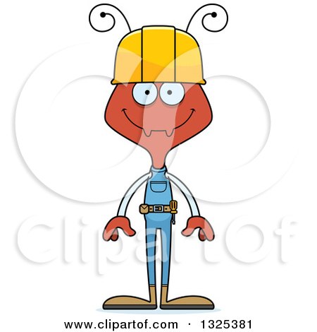 Clipart of a Cartoon Happy Ant Construction Worker - Royalty Free Vector Illustration by Cory Thoman