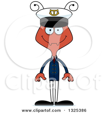 Clipart of a Cartoon Happy Ant Boat Captain - Royalty Free Vector Illustration by Cory Thoman
