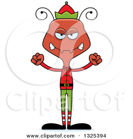 Clipart of a Cartoon Mad Ant Christmas Elf - Royalty Free Vector Illustration by Cory Thoman