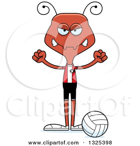 Clipart of a Cartoon Mad Ant Volleyball Player - Royalty Free Vector Illustration by Cory Thoman