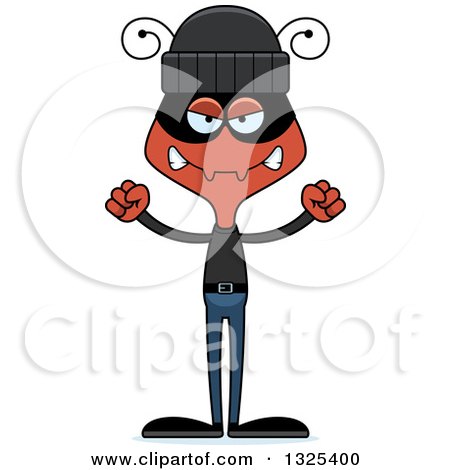 Clipart of a Cartoon Mad Ant Robber - Royalty Free Vector Illustration by Cory Thoman