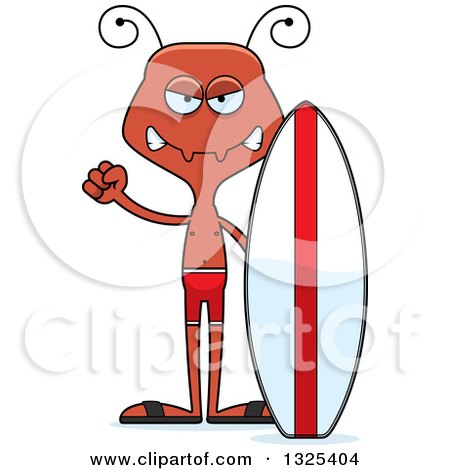 Clipart of a Cartoon Mad Ant Surfer - Royalty Free Vector Illustration by Cory Thoman