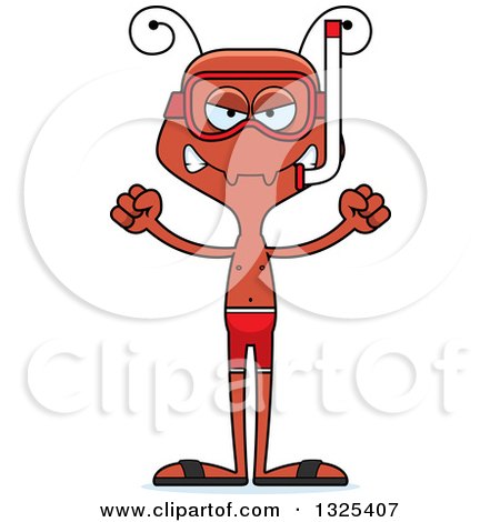 Clipart of a Cartoon Mad Ant in Snorkel Gear - Royalty Free Vector Illustration by Cory Thoman