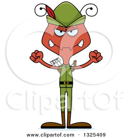 Clipart of a Cartoon Mad Ant Robin Hood - Royalty Free Vector Illustration by Cory Thoman