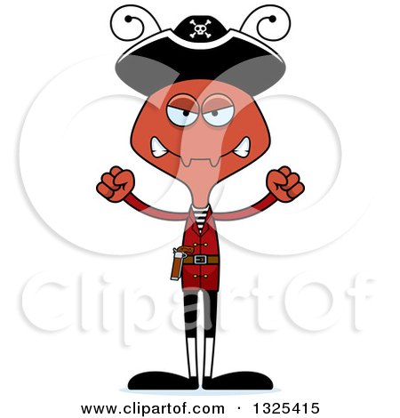 Clipart of a Cartoon Mad Ant Pirate - Royalty Free Vector Illustration by Cory Thoman