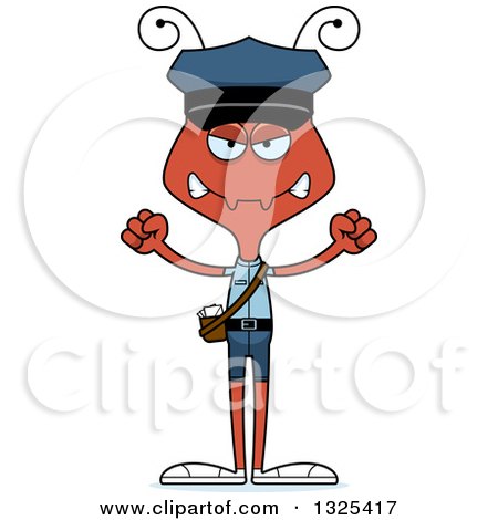 Clipart of a Cartoon Mad Ant Mailman - Royalty Free Vector Illustration by Cory Thoman