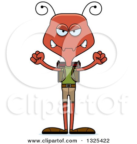 Clipart of a Cartoon Mad Ant Hiker - Royalty Free Vector Illustration by Cory Thoman