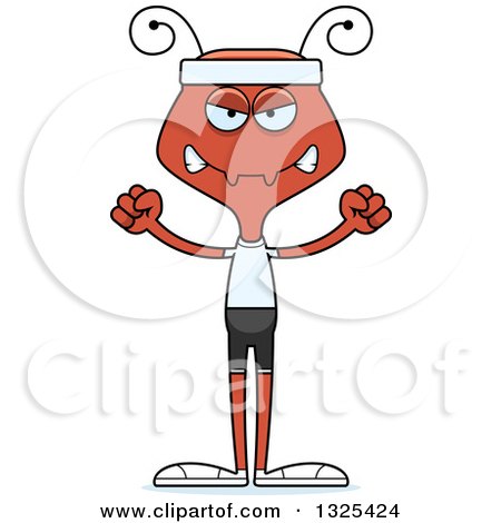 Clipart of a Cartoon Mad Fitness Ant - Royalty Free Vector Illustration by Cory Thoman