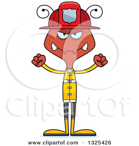 Clipart of a Cartoon Mad Ant Firefighter - Royalty Free Vector Illustration by Cory Thoman