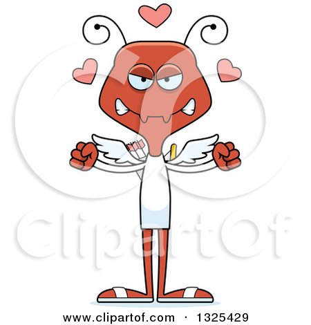 Clipart of a Cartoon Mad St Valentines Day Cupid Ant - Royalty Free Vector Illustration by Cory Thoman