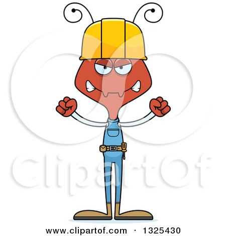 Clipart of a Cartoon Mad Ant Construction Worker - Royalty Free Vector Illustration by Cory Thoman